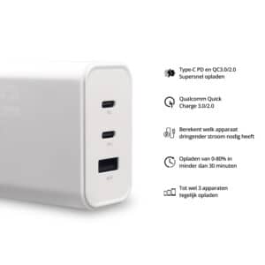 FlinQ 65W PD GaN 3 Ports A+C USB C Charger - Afbeelding 3