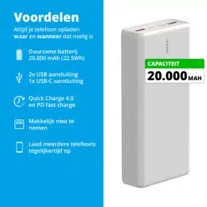 FlinQ Powerbank Mammoth 20.000 mAh - Afbeelding 2