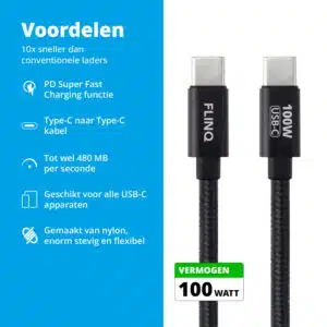 FlinQ 100W Fast Charging USB C Cable 2-pack - Image 2