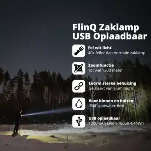 FlinQ Rechargeable LED Flashlight - Afbeelding 2
