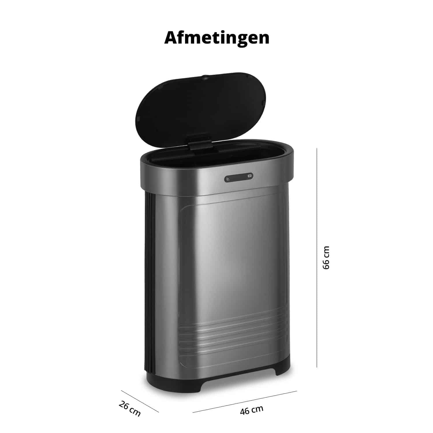Flinq Senzaro - Zwart - Sensor Afvalscheidingsprullenbak