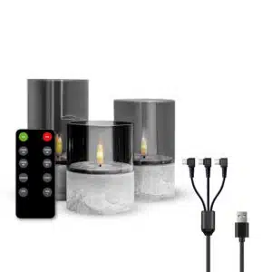 FlinQ LED Stone Look Glass Candles - Afbeelding 2