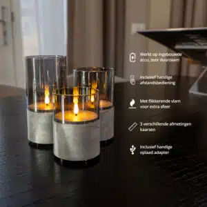 FlinQ LED Stone Look Glass Candles - Afbeelding 3