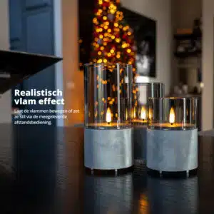 FlinQ LED Stone Look Glass Candles - Afbeelding 4