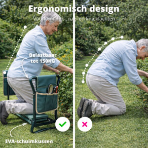 FlinQ Garden Kneeler Seat with Tool Pouch - Afbeelding 6