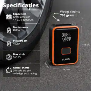 FlinQ 2-in-1 Jump Starter & Air Compressor - Afbeelding 3