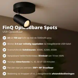 FlinQ Indoor Rechargeable Spotlights 2-pack - Afbeelding 3