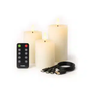 FlinQ LED Rechargeable Ribbed Candles - Afbeelding 1