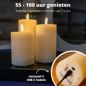 FlinQ LED Rechargeable Ribbed Candles - Afbeelding 5