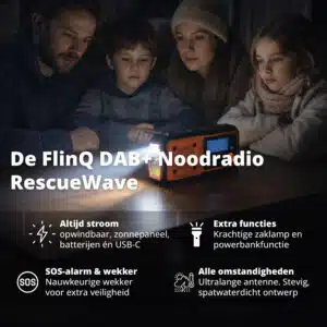 FlinQ FM Emergency Radio with DAB+ and Bluetooth - RescueWave - Afbeelding 2