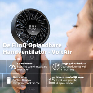 FlinQ Rechargeable Portable Fan - VoltAir - Afbeelding 2