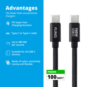 FlinQ 100W USB-C Charging Cables - 2-pack - Image 2