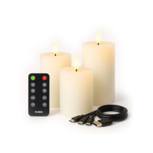 FlinQ Rechargeable Ribbed LED Candles - Image 1