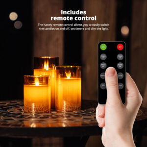 FlinQ Rechargeable LED Candles with Moving Flame - Smoked Glass - Image 4