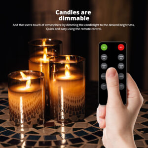 FlinQ Rechargeable LED Candles with Moving Flame - Smoked Glass - Image 5