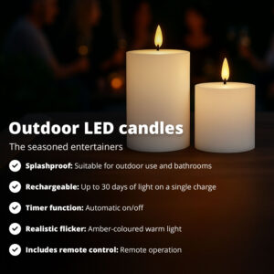 FlinQ Rechargeable LED Outdoor Candles with Moving Flame - Image 2