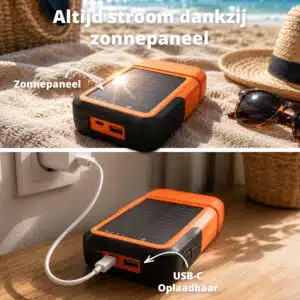 FlinQ Solar Emergency PD  2-in-1 Power Bank 10000mAh - Afbeelding 4